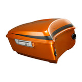 HR3 Scorched Orange / Black Denim King Size Tour Pack Luggage with Speaker Cut Outs For 14-24 Harley Touring