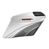 HR3 Silver / Black Honeycomb Fade CVO Stretched Saddlebags with Speaker Lids For 14-23 Harley Touring