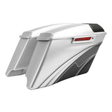 HR3 Silver / Black Honeycomb Fade CVO Stretched Saddlebags with Speaker Lids For 14-23 Harley Touring