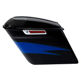 HR3 Candy Cobalt / Indigo Ink  5" Stretched Extended Saddlebags with speaker lids For Harley Touring 2014-2023