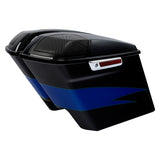 HR3 Candy Cobalt / Indigo Ink  5" Stretched Extended Saddlebags with speaker lids For Harley Touring 2014-2023