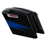 HR3 Candy Cobalt / Indigo Ink  5" Stretched Extended Saddlebags with speaker lids For Harley Touring 2014-2023