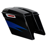 HR3 Candy Cobalt / Indigo Ink  5" Stretched Extended Saddlebags with speaker lids For Harley Touring 2014-2023