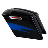 HR3 Candy Cobalt / Indigo Ink  5" Stretched Extended Saddlebags with speaker lids For Harley Touring 2014-2023