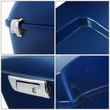 HR3 Superior Blue 13.7" King Size Touring Trunk Luggage For 14-24 Harley Touring