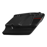 HR3 Dark Alloy / Black Denim 5" Stretched Extended Saddlebags with speaker lids For Harley Touring 2014-2023