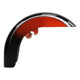 HR3 Sunset Orange / Sunset Black Fade Motorcycle 18" Wide Tire Front Mudguard Fender For Harley Touring Models 2014-2023