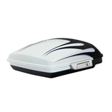 HR3 White Amethyst With Black Licorice Flames 5.5" Razor Style Tour Pack Luggage For 14-24 Harley Touring