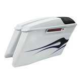 HR3 White Amethyst With Black Licorice Flames CVO Stretched Saddlebags with Speaker Lids For 14-23 Harley Touring