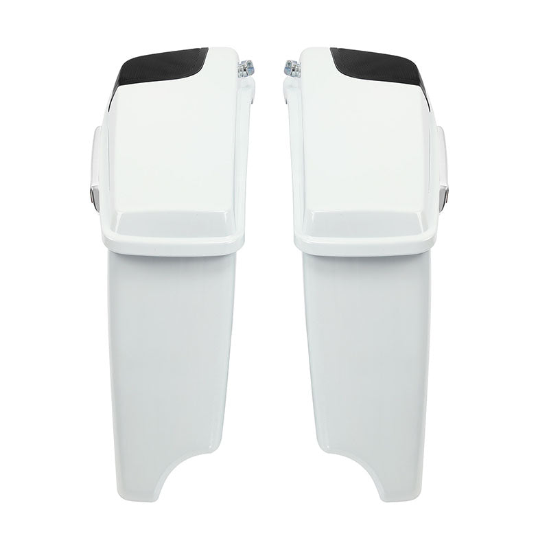 HR3 White Amethyst With Black Licorice Flames CVO Stretched Saddlebags with Speaker Lids