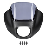 HR3 Carbon Fiber Black Denim Headlight Fairing & Windshield Fit For Harley Softail FXBB FXLR 2018-later