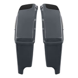 HR3 Gunship Grey 5" Stretched Extended Saddlebags with Speaker Lids For Harley Touring 2014-2023