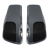 HR3 Gunship Grey 5" Stretched Extended Saddlebags with Speaker Lids For Harley Touring 2014-2023