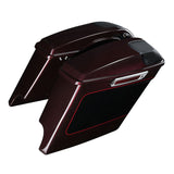 HR3 Midnight Crimson / Vivid Black 5" Stretched Extended Saddlebags with speaker lids For Harley Touring 2014-2023