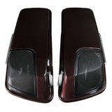 HR3 Midnight Crimson / Vivid Black 5" Stretched Extended Saddlebags with speaker lids For Harley Touring 2014-2023