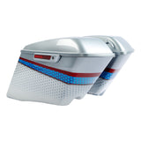 HR3 White Flake Fade CVO Stretched Saddlebags For 14-23 Harley Touring