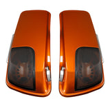 HR3 Scorched Orange / Black Denim CVO Stretched Saddlebags with Speaker Lids For 14-23 Harley Touring