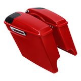 HR3 Billiard Red 5" Stretched Extended Saddlebags with speaker lids For Harley Touring 2014-2023