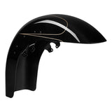 HR3 Black Quartz  Motorcycle 18" Wide Tire Front Mudguard Fender For Harley Touring Models 2014-2023