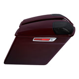 HR3 Billiard-Burgundy 5" Stretched Extended Saddlebags with speaker lids For Harley Touring 2014-2023