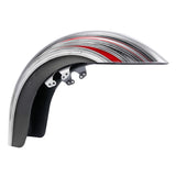 HR3 Candy Red / Silver Honeycomb Fade Motorcycle 18" Wide Tire Front Mudguard Fender For Harley Touring Models 2014-2023