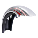 HR3 Candy Red / Silver Honeycomb Fade Motorcycle 18" Wide Tire Front Mudguard Fender For Harley Touring Models 2014-2023