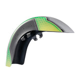 HR3 Apple Green / White Gray Motorcycle 18" Wide Tire Front Mudguard Fender For Harley Touring Models 2014-2023